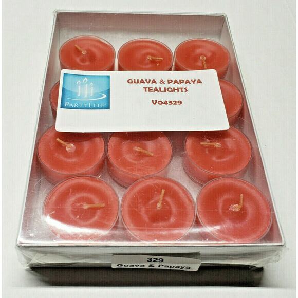 Vintage Partylite Tealight 12 Candles NOS "Guava & Papaya" p1f/v04329 - Picture 1 of 2